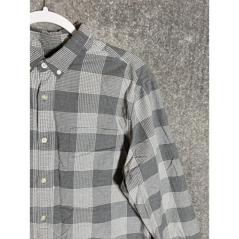 Banana Republic Cotton Stretch Grant Fit Oxford Shirt Men Size Large Gray Button